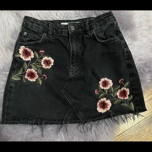 TopShop Floral Denim Mini Skirt